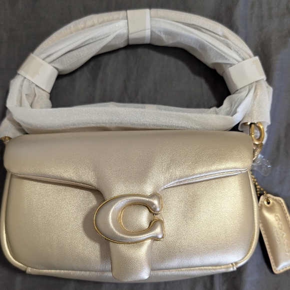 Coach Soft Pillow Tabby Shoulder Bag 18 Metallic Gold - Picture 2 of 8